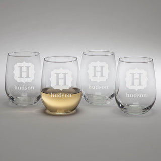 Family Set of 4 Stemless Wine Glasses