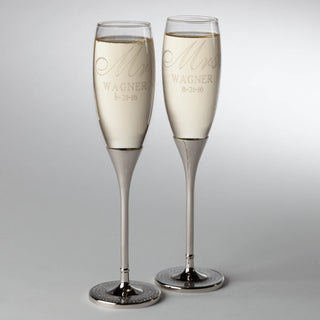 Happy Couple Personalized Set of 2 Glitter Flutes