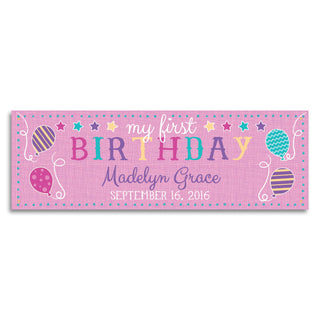 My First Birthday Personalized Banner---Pink
