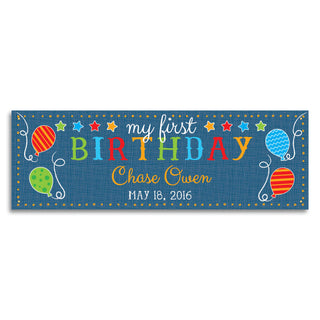 My First Birthday Personalized Banner---Blue