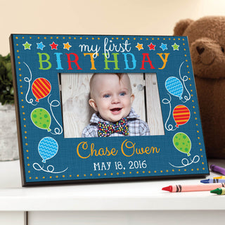 My First Birthday Personalized Frame---Blue