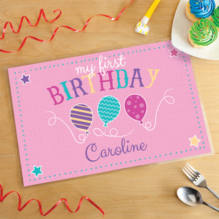 My First Birthday Personalized Placemat---Pink