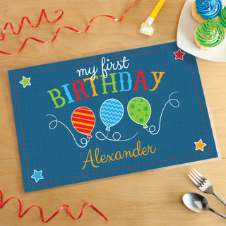 My First Birthday Personalized Placemat---Blue