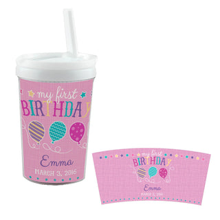My First Birthday Personalized Sippy Cup---Pink