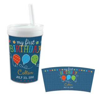 My First Birthday Personalized Sippy Cup---Blue