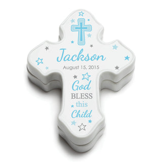 Bless This Child Personalized Keepsake Cross Box For Boys