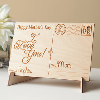 Happy Mother's Day Personalized Wood Postcard--I