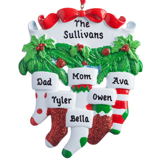 Personalized Stocking Ornament--Family of 6