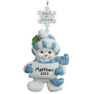 Baby's 1st Christmas Ornament--Boy Snowman