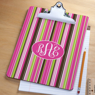 Pink Stripes Personalized Clipboard