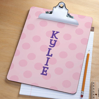 Pink Polka Dots Personalized Clipboard