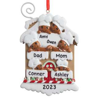 Gingerbread House Personalized Ornament---Family of Six