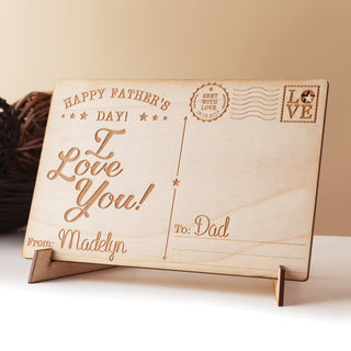 Happy Father's Day Personalized Wood Postcard--I