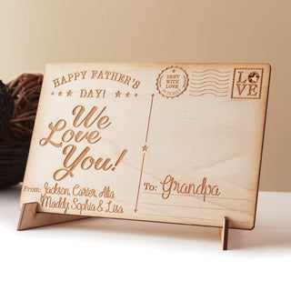 Happy Father's Day Personalized Wood Postcard--We