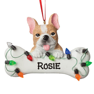 Personalized Dog Bone Ornament---French Bulldog