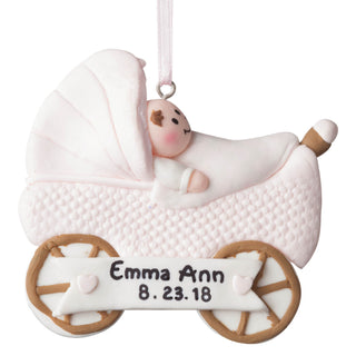 Personalized Pink Baby Buggy Ornament