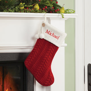 Personalized Cable Knit Stocking---Red