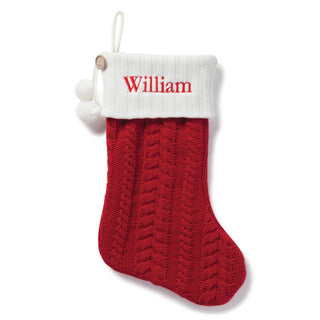 Personalized Cable Knit Stocking---Red