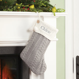 Personalized Cable Knit Stocking---Gray