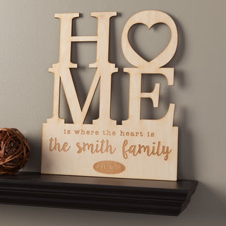 Home Is Where The Heart Is Personalized Wood Plaque