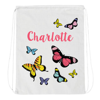 Pretty Butterflies Personalized Drawstring Bag