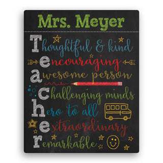 Colorful Teacher Personalized 16x20 Canvas