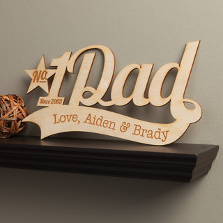 Number One Dad Personalized Wood Plaque