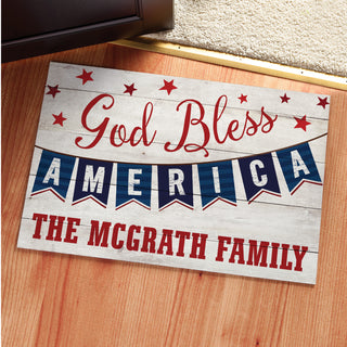 God Bless America Personalized Doormat