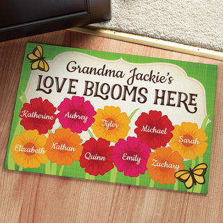 Love Blooms Here Personalized Doormat - 18x27 Inch, 1/8" Thin