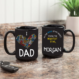 I Love Dad Personalized Black Coffee Mug - 15oz