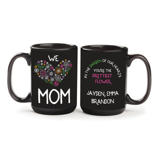 We Love Mom Personalized Black Coffee Mug - 15 oz.