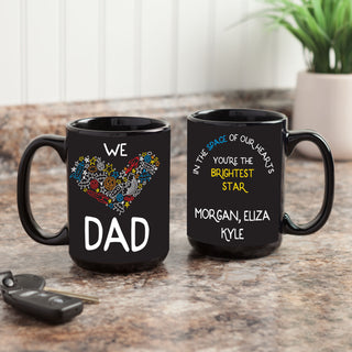 We Love Dad Personalized Black Coffee Mug - 15oz