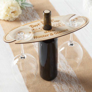 Best Day Ever Personalized Wood Wine and Glass Holder