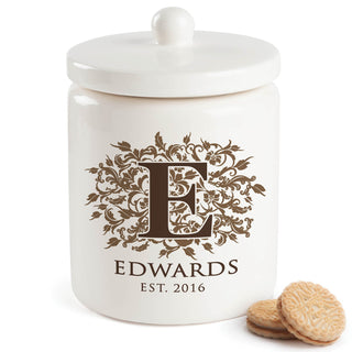 Floral Initial Personalized Storage Jar