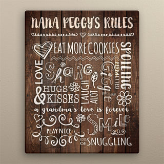 Grandma's Rules Personalized 11x14 Canvas