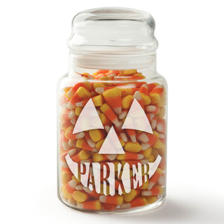Jack-O-Lantern Personalized Glass Treat Jar