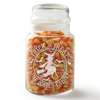 Scary Witch Personalized Glass Treat Jar