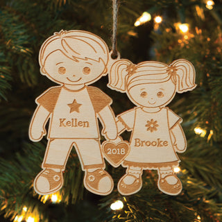 Big Brother & Little Sister Personalized Wood Ornament