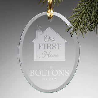 Our First Home Personalized Glass Ornament