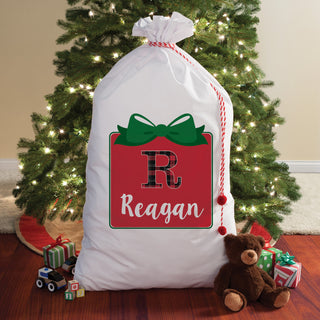 My Name Personalized Christmas Plaid Oversized Santa Sack