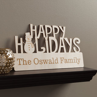 Happy Holidays Personalized Wood Plaque