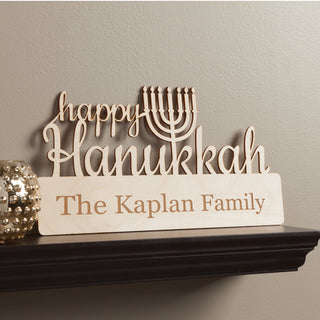Happy Hanukkah Personalized Wood Plaque