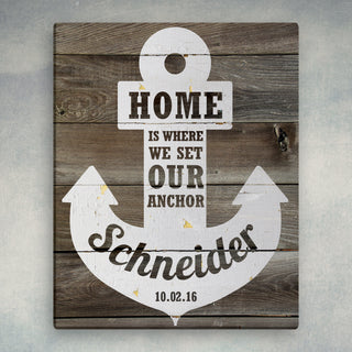 Home Is Where We Set Our Anchor Personalized 11x14 Canvas