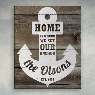 Home Is Where We Set Our Anchor Personalized 16x20 Canvas