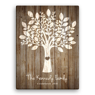 Our Family Tree Personalized 18x24 Brown Canvas