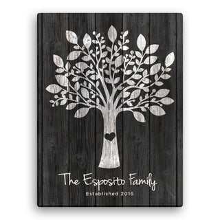 Our Family Tree Personalized 18x24 Black Canvas