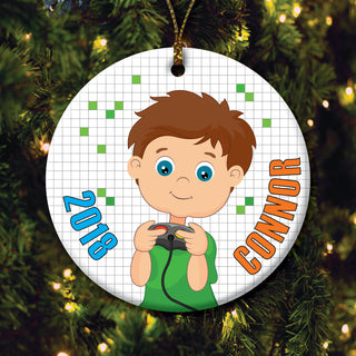 Boy Video Gamer Personalized Ornament