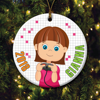 Girl Video Gamer Personalized Ornament
