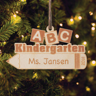 ABC Kindergarten Teacher Personalized Wood Ornament
