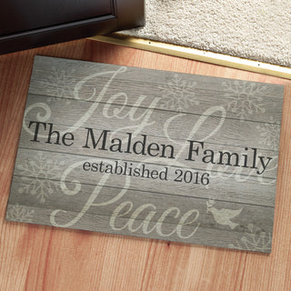 Joy, Love & Peace Personalized Doormat - 18x27 Inch, 1/8" Thin
